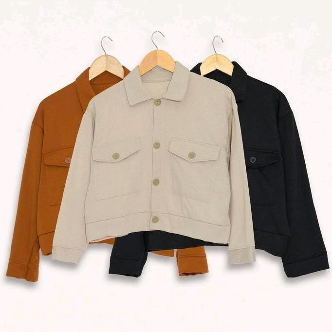 Wearwear- Jaket Nita Olin Button Gaya Casual Outer Lengan Panjang