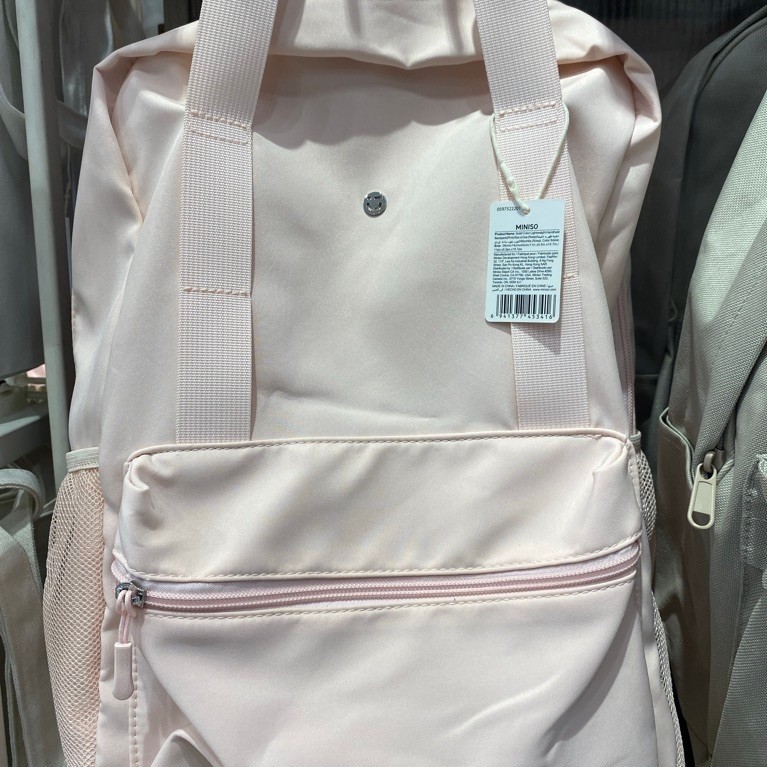 Miniso Backpack Solid Color Lightweight Handheld Backpack - Pink, White, Black - Tas Sekolah Tas Kul