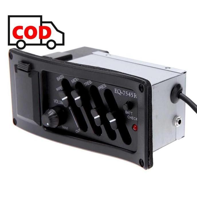 MEHJAPCHA TERLARIS Preamp Amplifier Gitar Mini Volume 4 Band Equalizer EQ Tuner Suara Jernih Tanpa N