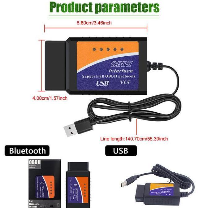 TJANMON Scanner Mobil ELM 327 Bluetooth OBD2 / Alat Scanner Diagnostik OBD2 untuk Mobil