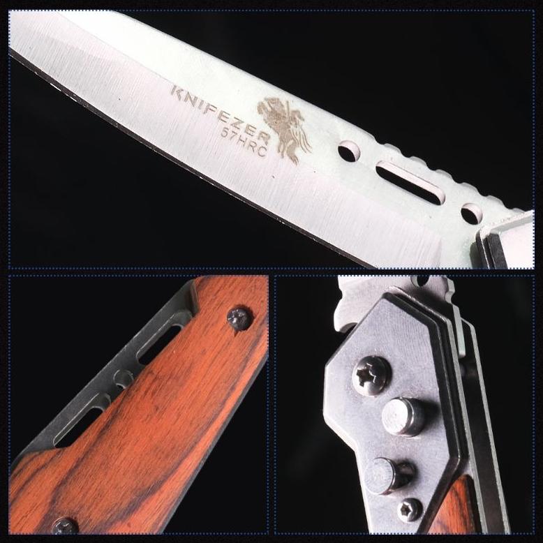 KNIFEZER Pisau Saku Lipat Doom Blade Camping Survival Knife