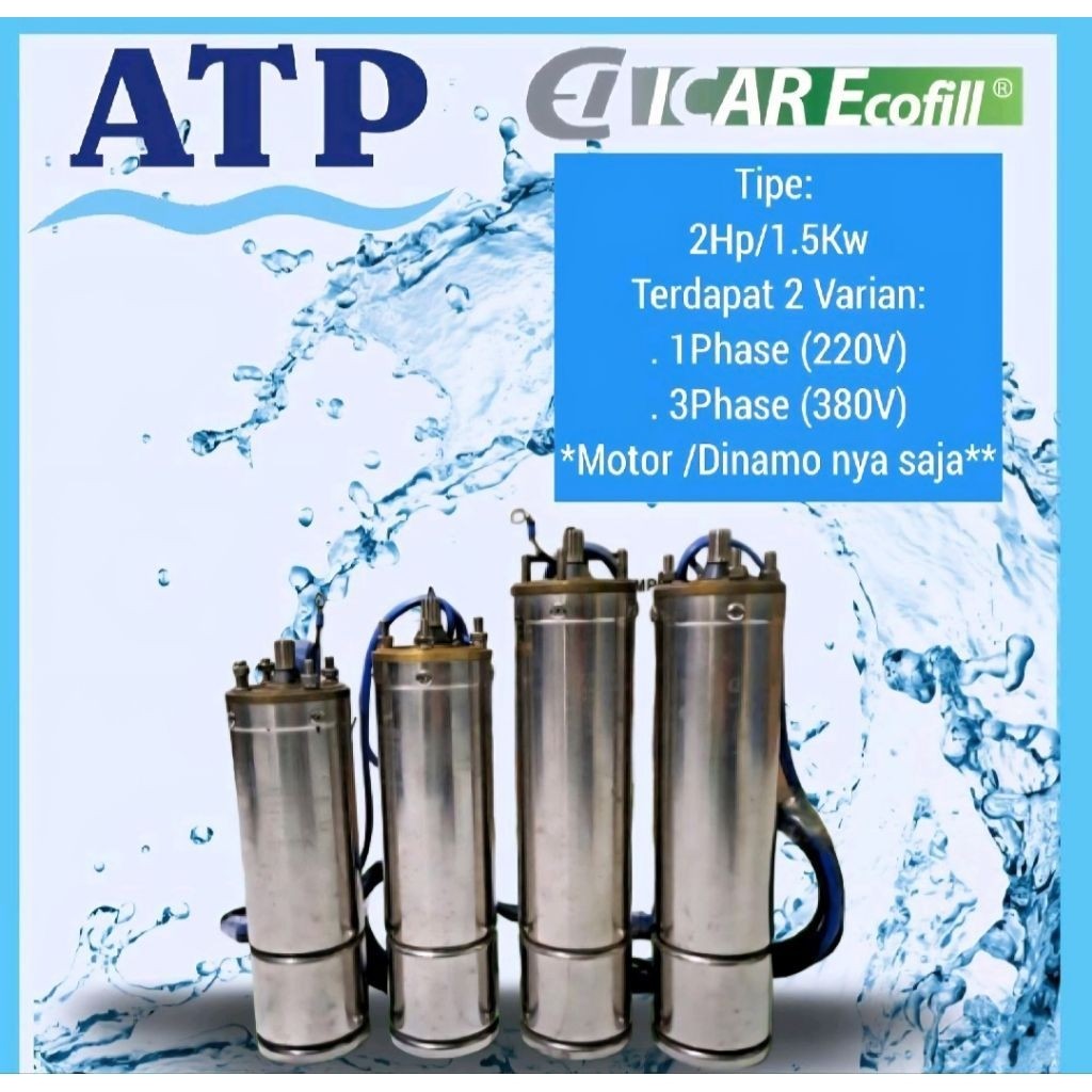 Icar Ecofill - Motor Pompa Submersible 2HP /1.5KW Motor Pompa Air