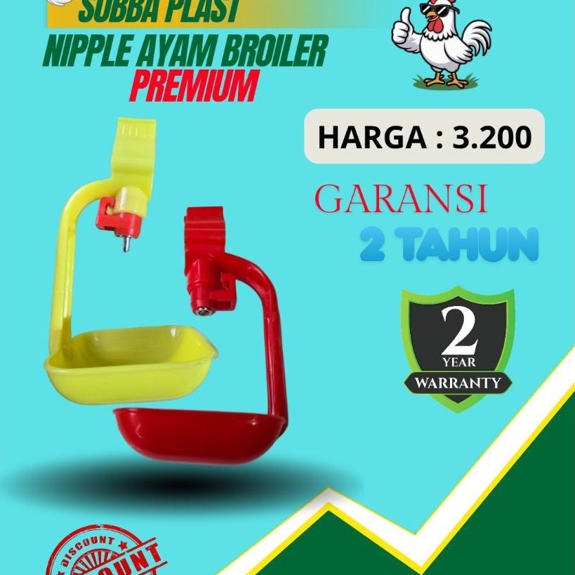 NIPPLE BROILER PREMIUM NIPLE AYAM PIPA AIR 3/4 inchi BULAT - Tempat Minum Ayam Broiler ( 1 SET KOMPL