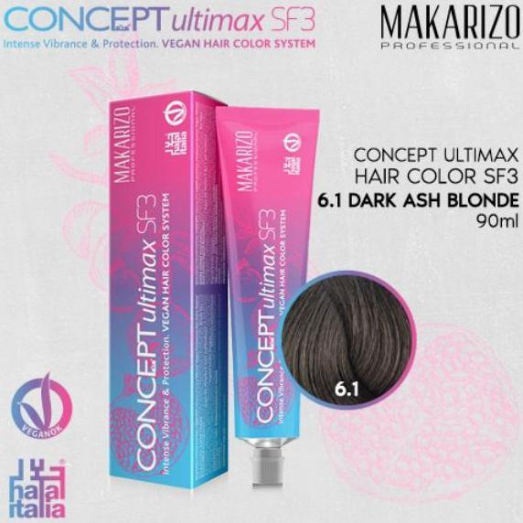 DISKON Makarizo Professional Concept Ultimax Hair Color SF3 6.1 Dark Ash Blonde 90mL