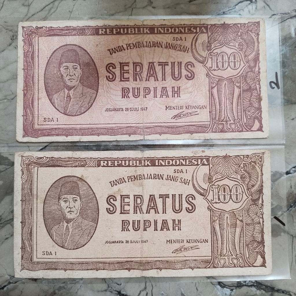 uang kuno 100 rupiah Sukarno 1947