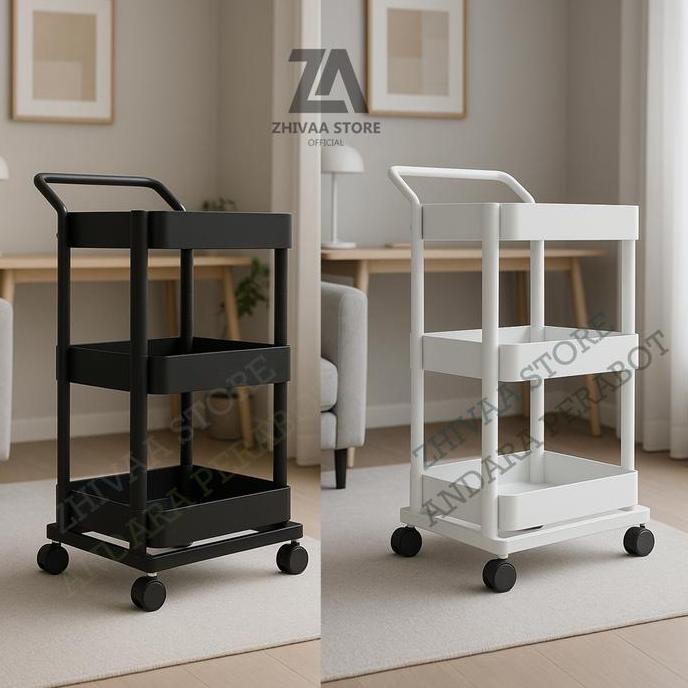 Rak Troli Roda 3 Susun Rak Kamar Tidur Rak Dorong Trolley Baju Bayi