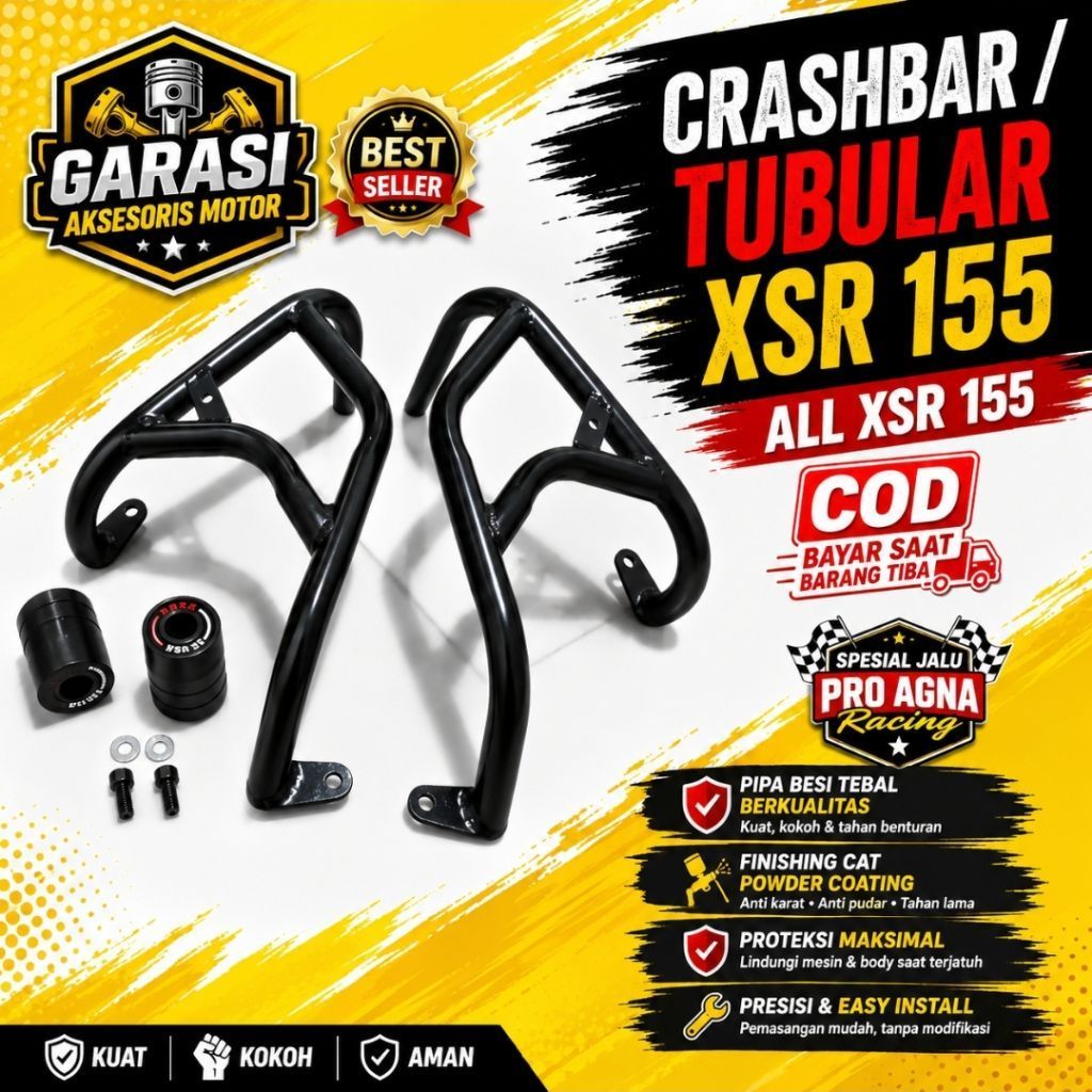 CRASHBAR TUBULAR XSR 155 TUBULAR CRASHBAR XSR 155 XSR CRAHSBAR TUBULAR + JALU PRO AGNA RACING
