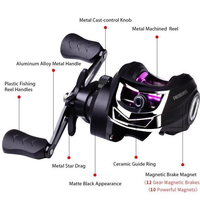 Reel BC Murah Berkualitas import Proberos Left Reel Baitcasting Rasio 7 Katrol Pancing