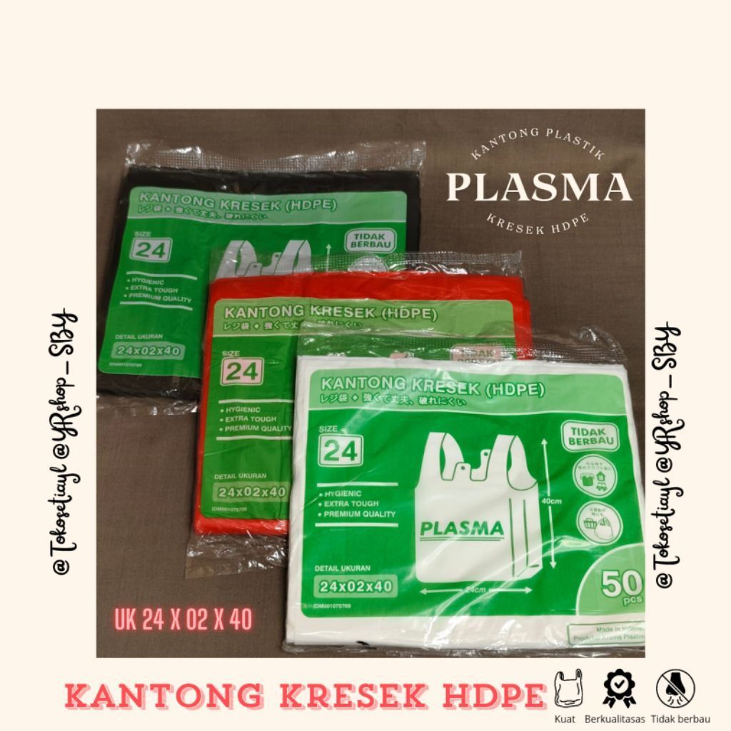 Plasma Kantong Kresek HDPE Size 24 24x02x40 Tidak Berbau 50 pcs