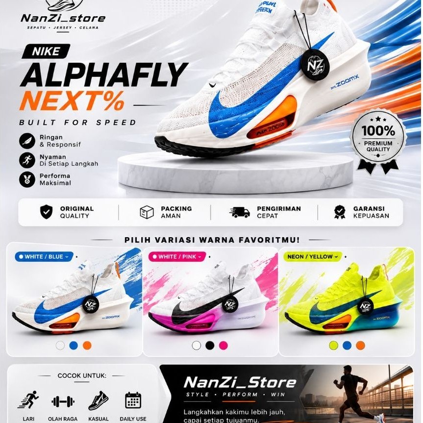 Nike Alphafly Next% 3 Sepatu Lari Pria Wanita Original