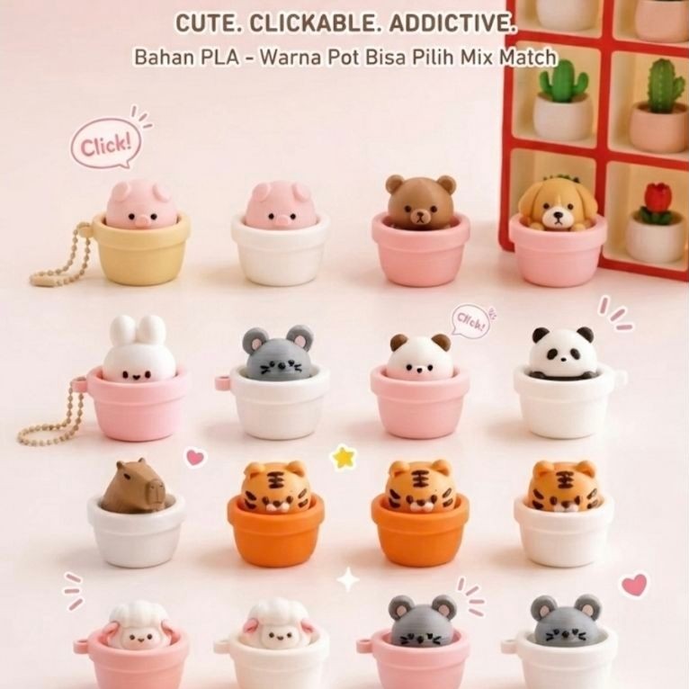 Seal Pot Clicker series animal anjing laut keychain gantungan kunci