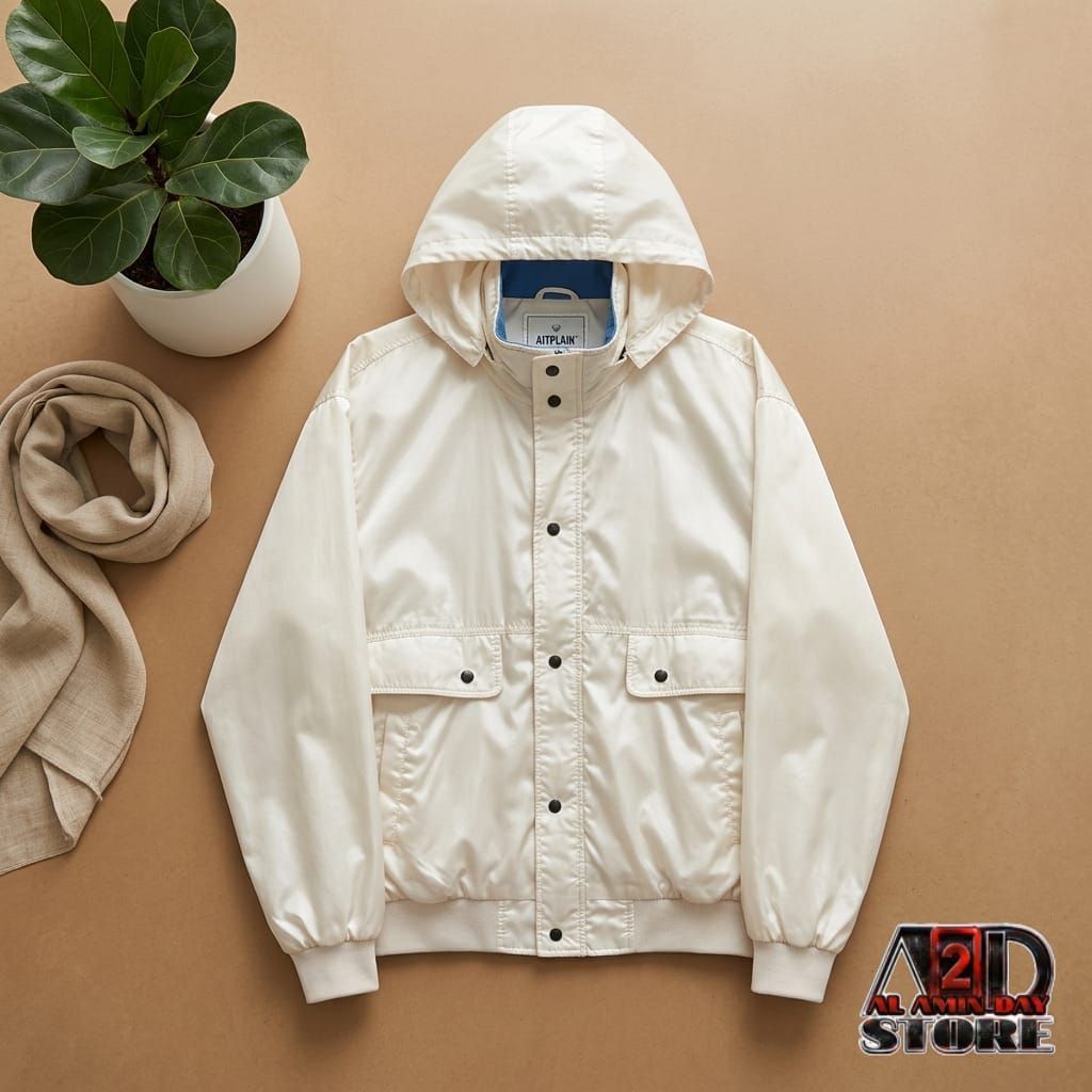 Vintage Casual Jacket Putih Parasut Murah