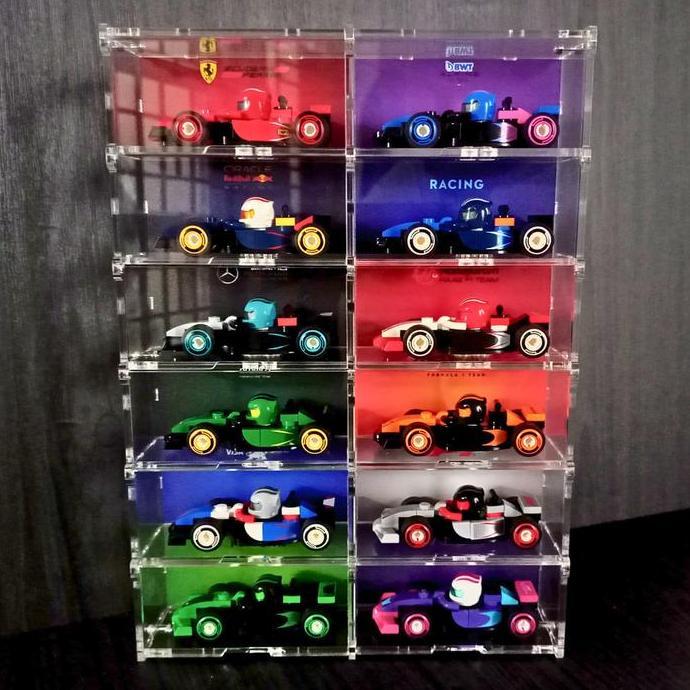 AkrilikDIY - Display Case for Complete Set (12 Cars) LEGO Minifigures 71049 F1 Collectible Race Cars