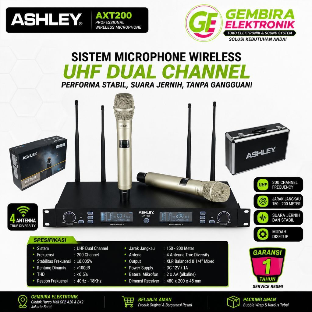 Mic Wireless Ashley Handheld AXT200 AXT 200 series original