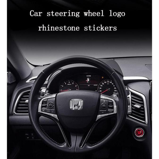 NDAP Stiker hiasan setir mobil logo mengkilap imitasi berlian imitasi stiker setir mobil Car depan c