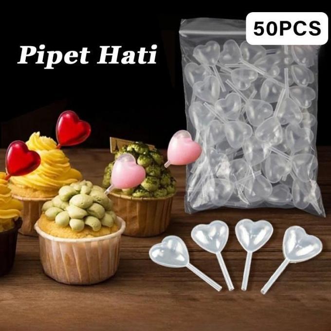 FARMUKE 50pcs Pipet Fla Puding 4ml Pipet Pudding Pipet Puding Mini Pipet Bentuk Hati