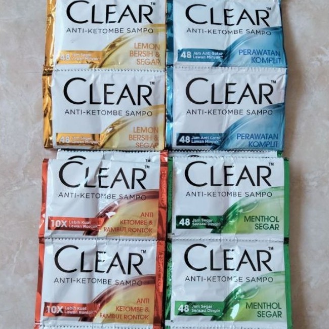 Sampo Clear 12 Sachet - Anti Ketombe, Rambut Sehat, Aroma Menthol