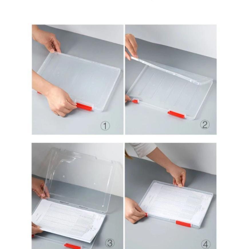 Kotak Penyimpanan Folder Map File Kertas A4 A5 Plastik Transparan