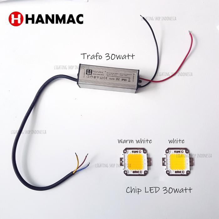 Lampu mata led chip cob 30watt trafo driver ip65 24-36V DC 900mA - Mata led warm