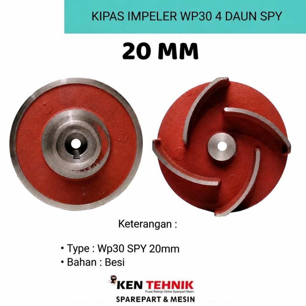 Kipas Impeller Pompa Alkon 3inch 4 Daun  As 20mm