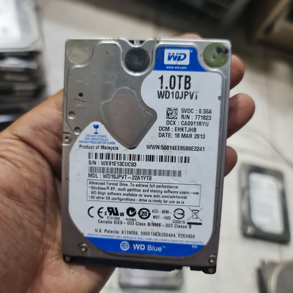 Harddisk WD 1TB laptop rusak(tidak terbaca)