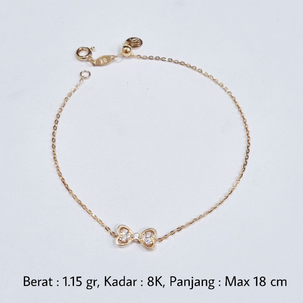 Gelang Serut Pita Emas UBS 8K Maksimal 18 cm - MA6 / 1.15 gram