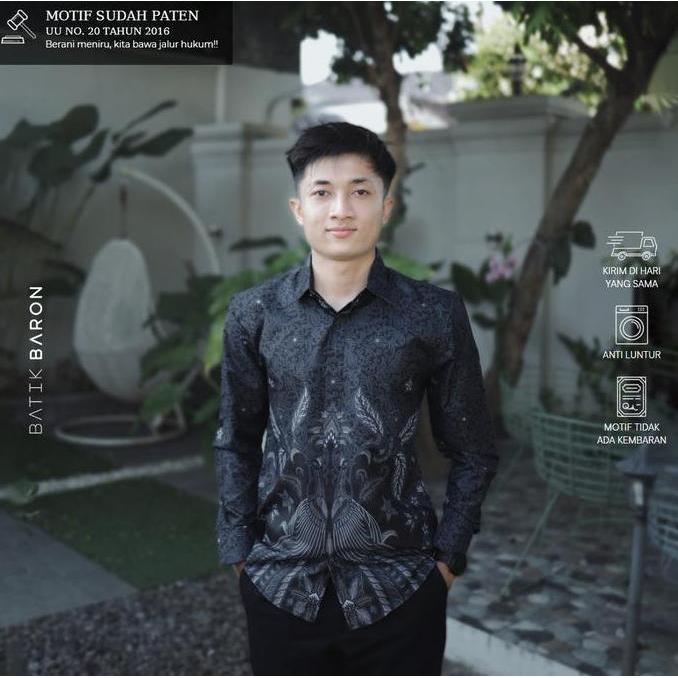 ANGSANA HITAM - Kemeja Batik Pria Lengan PANJANG Slimfit Full Furing Premium (Bahan Adem, Halus Lemb