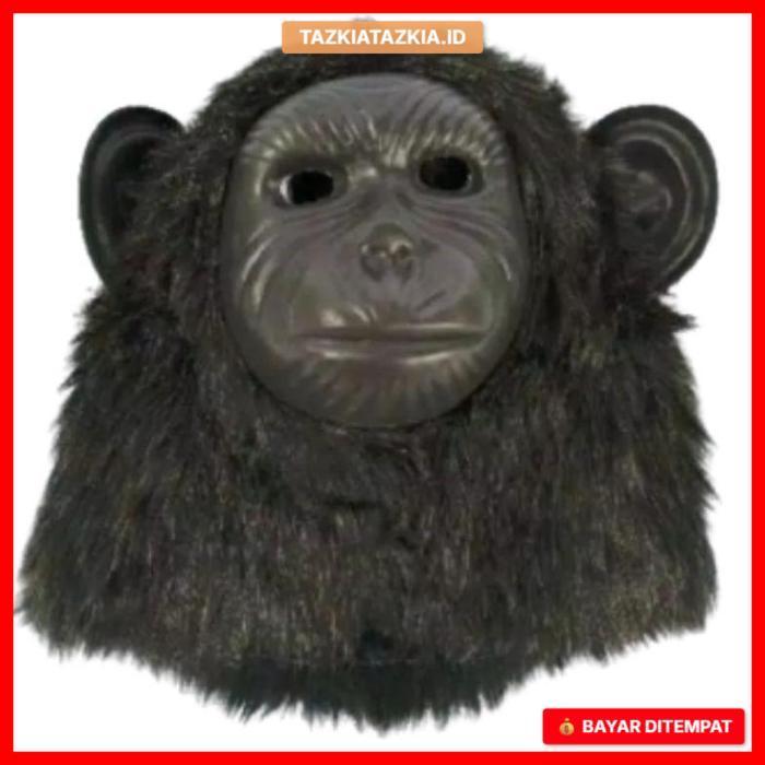 TOPENG BENTUK MONYET GORILA KINGKONG WARNA COKLAT HITAM PUTIH BAHAN HALUS - MAINAN ANAK