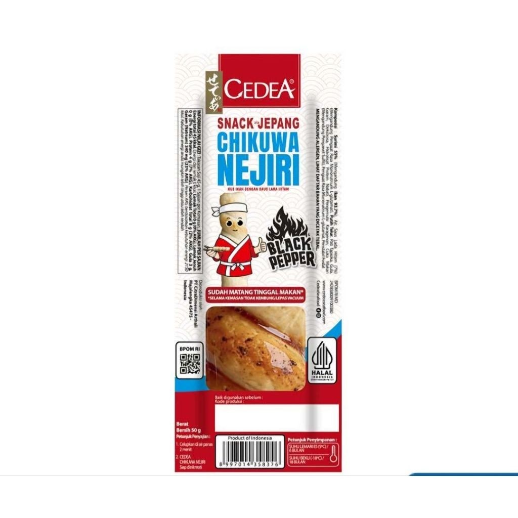 CEDEA Snack Jepang Chikuwa Nejiri Black Pepper 50g Halal