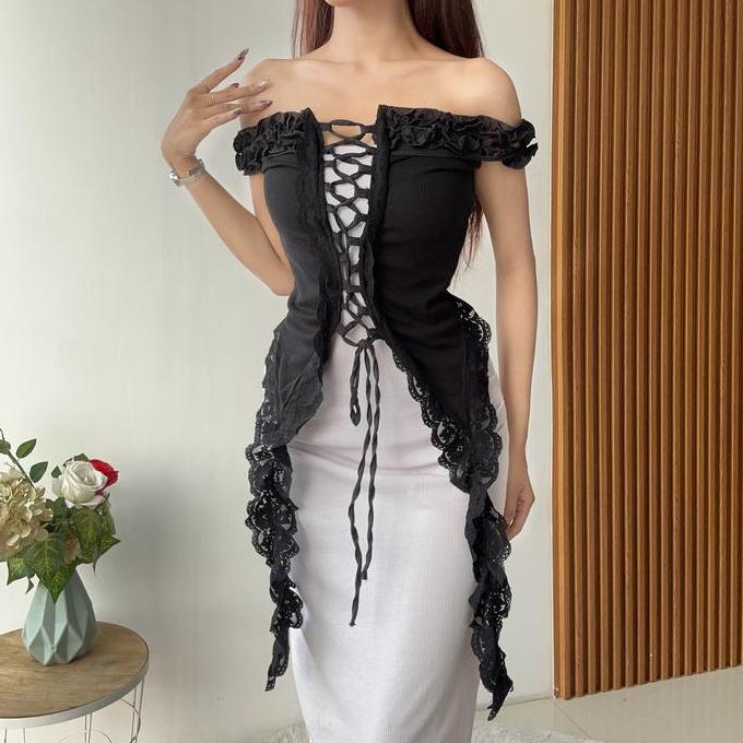 FS99 - GEISYA LACE CORSET TOP / ATASAN KONSER WANITA / OUTFIT KONSER WANITA AESTHETIC TOP / JELLYFIS