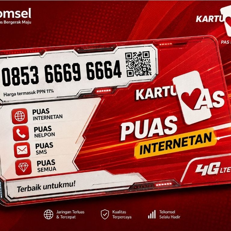 Kartu As Puas Lawas 2021 Nomor Cantik Telkomsel 0853 666x 666x