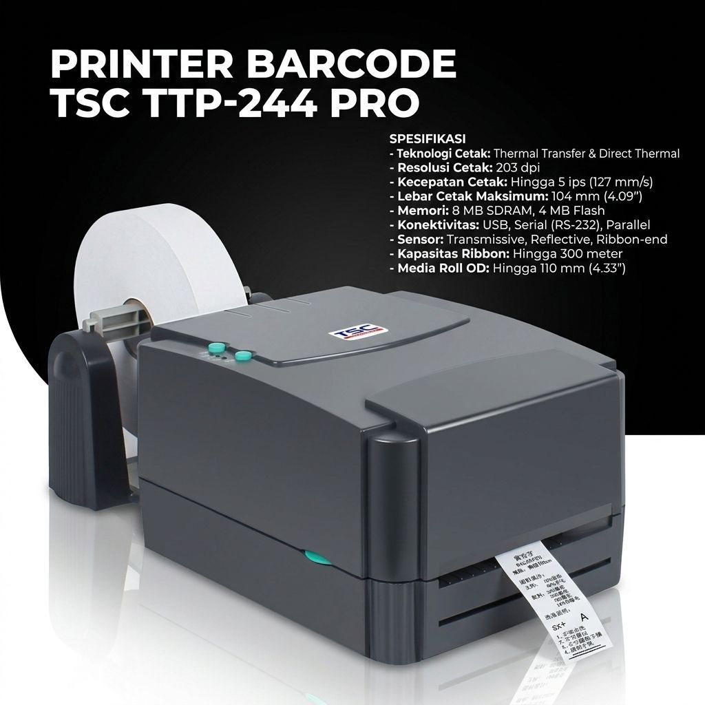 Printer barcode TSC TTP-244 Pro Thermal Barcode Cetak Resi