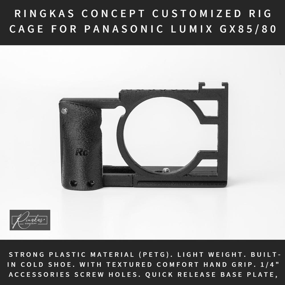 LUMIX GX85 GX80 GX7 Customized Rig Cage Case Casing LUMIX GX85 GX80 GX7 With Comfort Hand Grip Base 