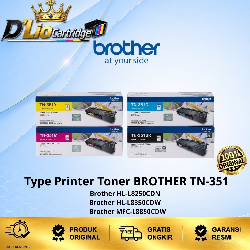 Toner Brother TN-351 Original -For Printer: HL-L8250CDN, HL-L8350CDW, MFC-L8600CDW, MFC-L8850CDW