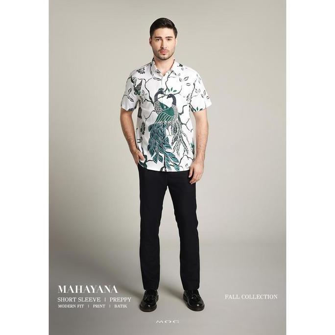 PROMO MOC - Kemeja Batik Pria Lengan Pendek Mahayana - White BE5T QUALITY