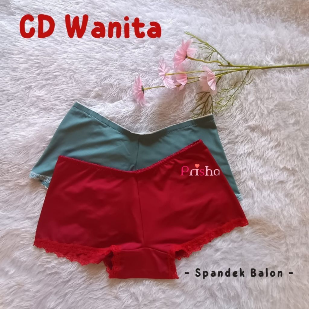 Prisha Celana Dalam Wanita Dewasa CD Segiempat Renda Hotpants Polos Boyshort Perempuan Jupe Nyaman M