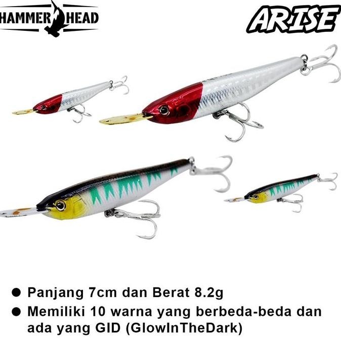 (Good) Hammerhead Umpan Minnow Arise 5.6G/40mm - 8.2G/70mm | Umpan Pancing Minnow | Minnow UL
