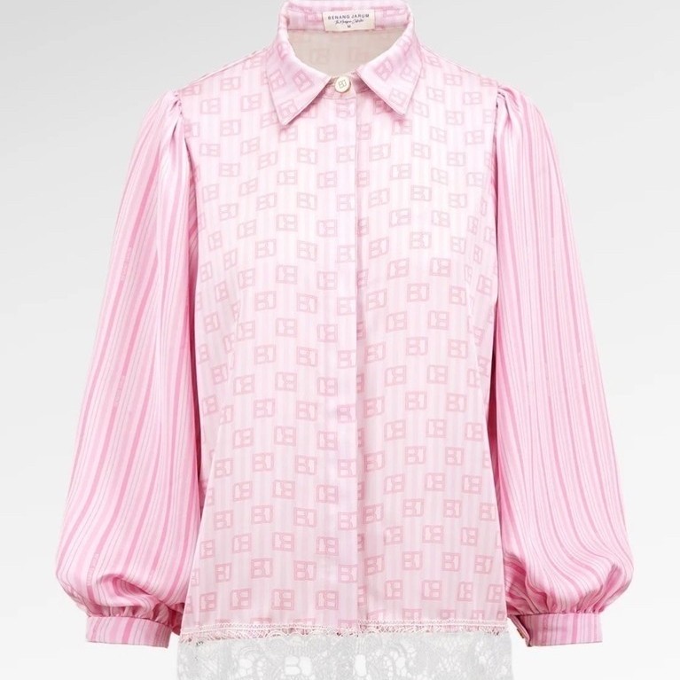 BENANG JARUM BJ BS BUTTONSCARVES MONO STRIPES LACE SHIRT SORBET NEW BUKAN SECOND PRELOVED BEKAS BALI