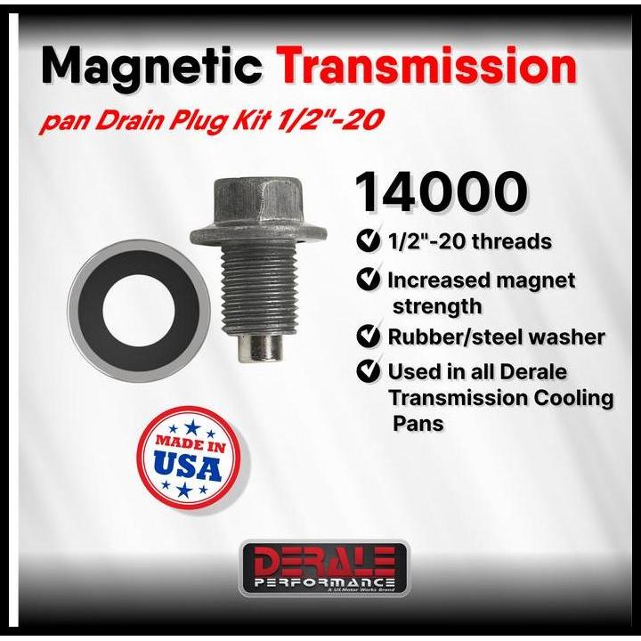 TERLARIS DERALE MAGNETIC TRANSMISSION PAN DRAIN PLUG KIT, 1/2''-20 