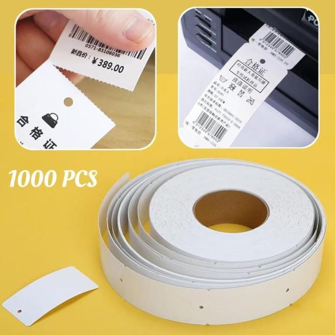 DJEESE 1000pcs Label Karton Hang Tag Printable Hangtag Label Baju Tag Baju Label Roll Merek Baju Lab
