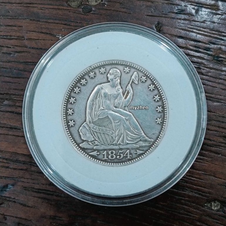 koin perak USA seated Liberty half dollar antik thn 1854 orginal