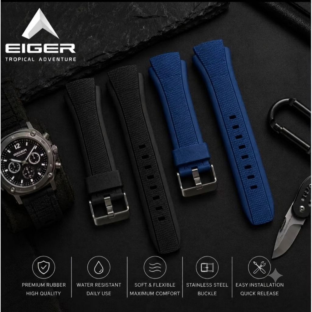Strap tali jam tangan EIGER IYW101 IYW-101 LS0101 LS-0101 LS-101, Rubber strap premium