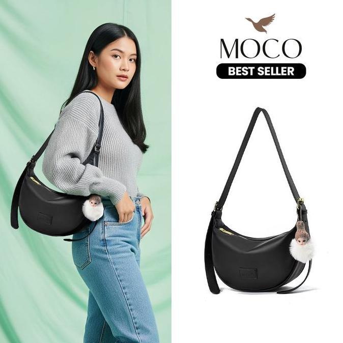 krezmanabidi - moco official - nina hobo bag fashion tas selempang wanita bag charm bulu lucu half m