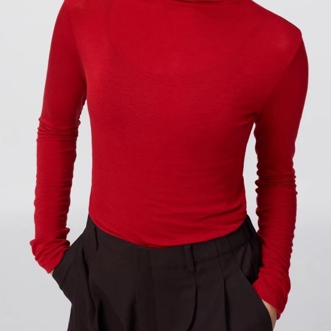 Uniqlo Heattech Red Long Sleeve Turtleneck Women