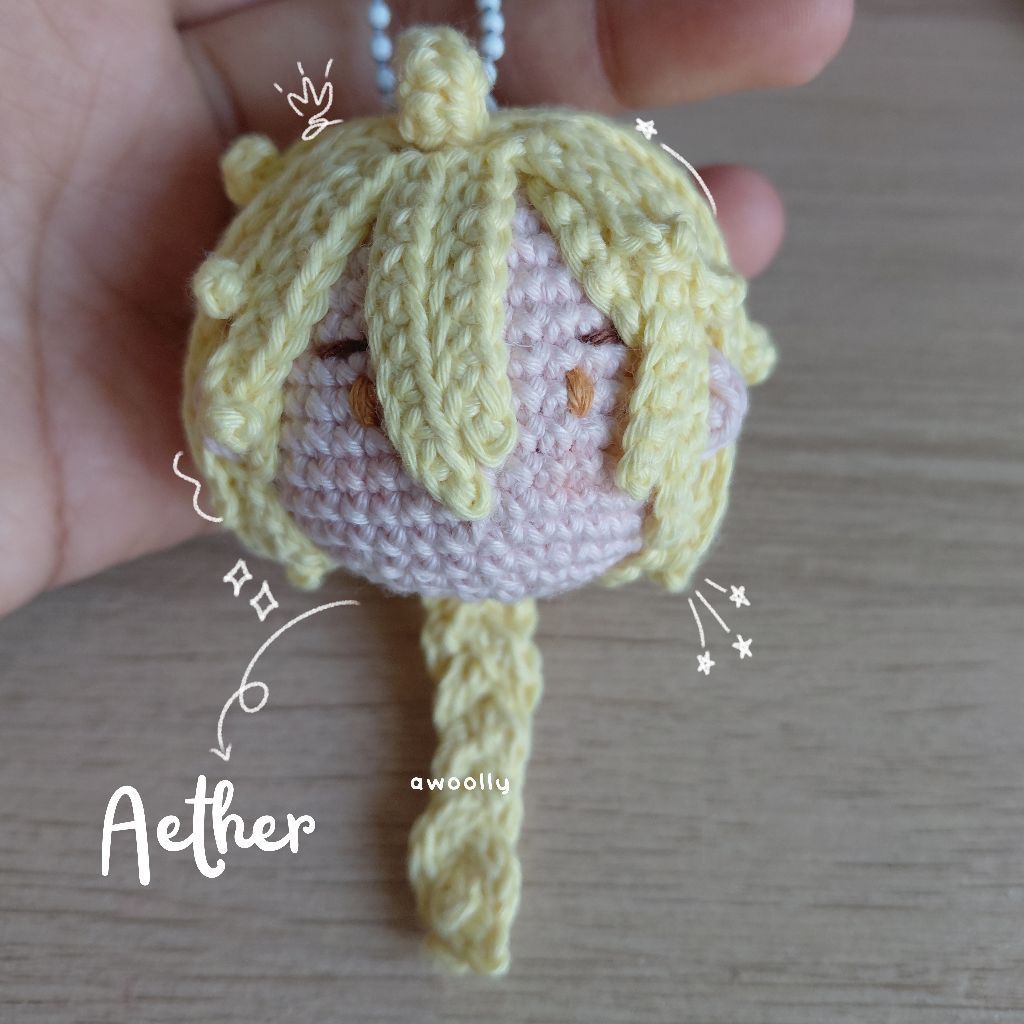 Gantungan Kunci Aether Genshin Keychain Aether Genshin Crochet