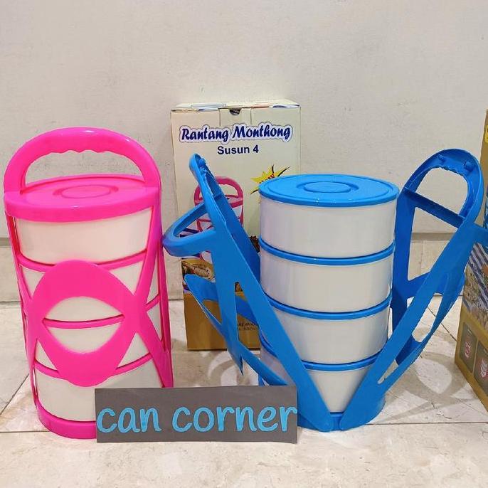 Yuhu- Rantang Monthong Susun 4 / Rantang 4 Susun / Rantang Monthong 4 Susun Hijau Pink Kitchenre Ran