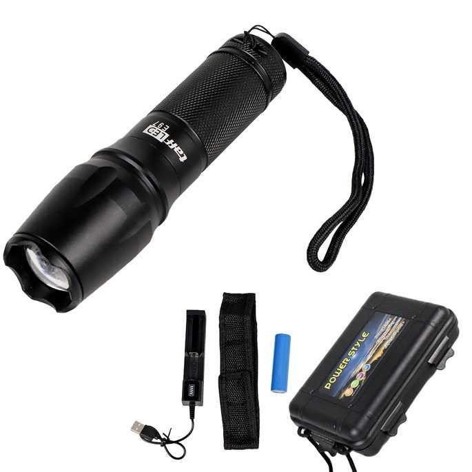 Senter Led Taffled E97 Flashlight 3000 Lumens Baterai + Charger + Box