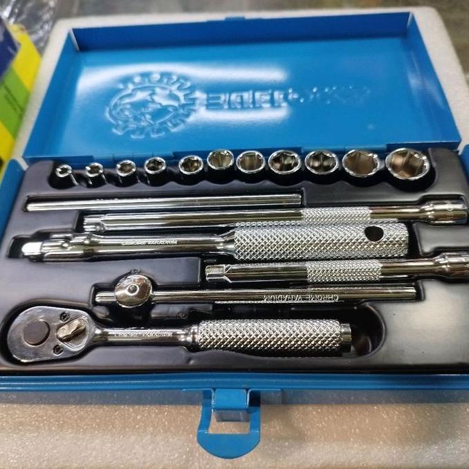 HARGA DISC - Kunci Sok Set Ukuran Inchi 17 Pcs Bullock's - DR 1/4" Socket Set SAE