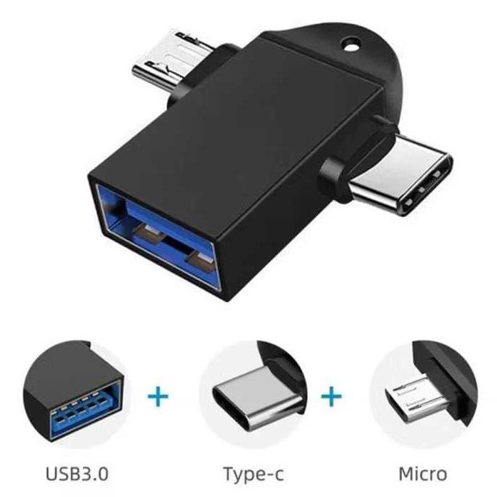 OTG Adapter 2 IN 1 Type C & Micro USB to USB 3.0 Lanyard Design Original