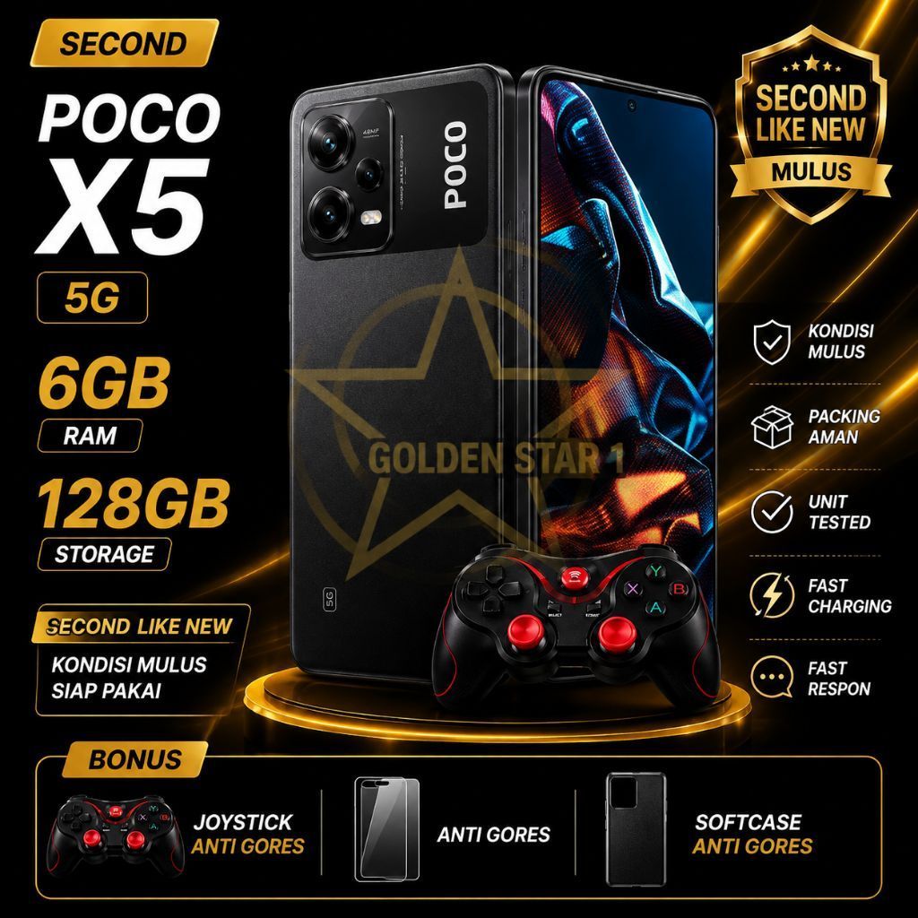 POCO X5 5G RAM 6GB 128GB Second Like New HP Gaming 5G Bonus Joystick Softcase Anti Gores